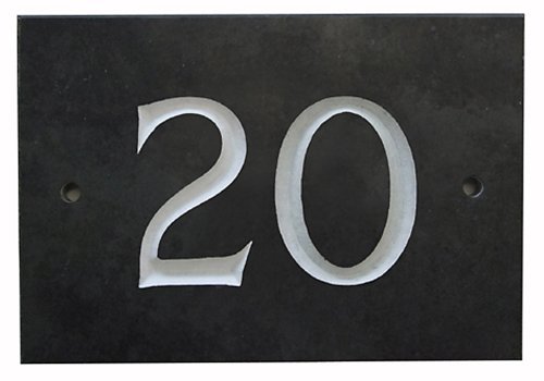 The House Nameplate Company Slate House Number, Charcoal Grey,Number 20