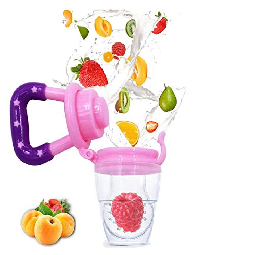 Chupeta Alimentadora Mordedor Porta Frutas para Bebês Bico de Silicone (Rosa)