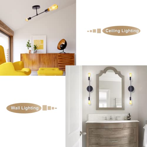 Jose2015 2-Light Wall Sconce Vanity Light Fixtures Modern Black Wall Mounted Lamp E26 Ceiling Lighting For Hallway thumb #4