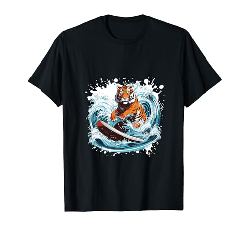 Tiger Surfboarding | Animal Sport Surfer Surfing Camiseta