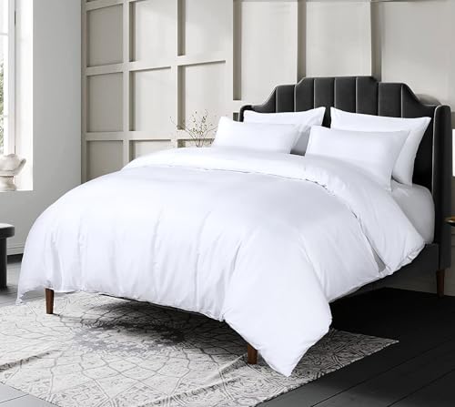 sleepdove® LUXURY EGYPTIAN COTTON 200 COUNT BEDDING SETS DUVET COVER SET (QUILT COVER WITH PILLOW CASES (Double, White)