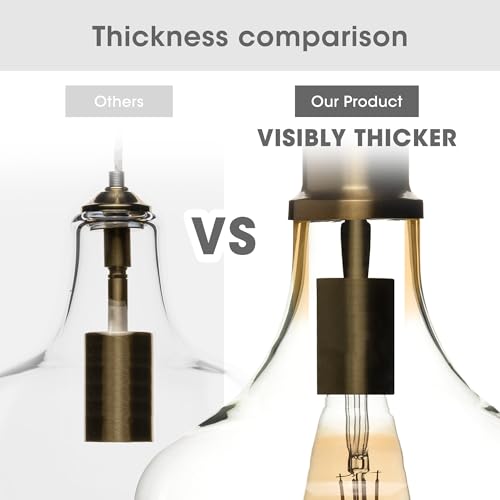 Image of INK+IVY Auburn Pendant Kitchen Lighting for Dining Room, Industrial Lights, Hand-blown Glass Bell Shaped Pendant Light for Kitchen Island, Foyer, Bedroom, 9 inch Dia x 95.5 inch H, Bronze /Clear