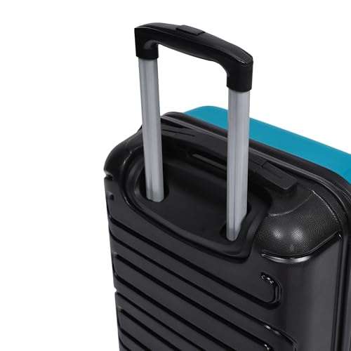 Image of Yayavar Tokyo Textured ABS Hard-Sided Suitcase Bag - 35L| Dual Color Trolley with 4 Spinner Wheels, Number Lock, Water Resistant | Luggage Bag for Travel (Teal & Black, 56cm, Small)