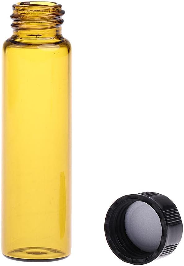 100pcs/set Lab Glass Vials Bottles with Black Caps 3ml 5ml 10ml - Seal in Fumes & Solutions High Temp Friendly