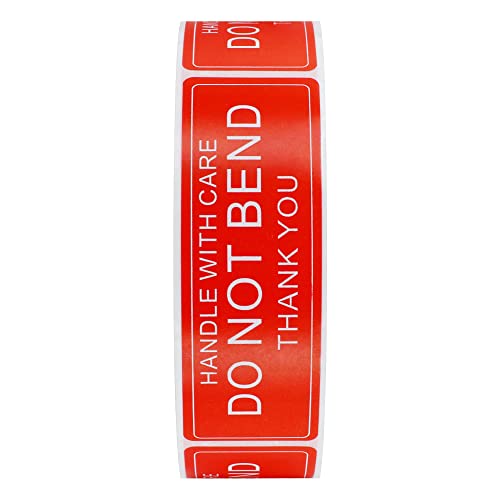 Hybsk 1"X3" Do Not Bend Stickers Handle With Care Warning Labels For Shipping Envelopes Mailing Adhesive Label 500 Per Roll #TOP2
