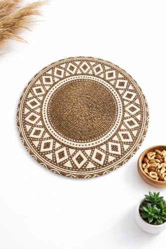 Image of Cotton Printed Round Table Mat (38x38 cm) - Pack of 1 (Single PCS) (Multi 7)
