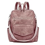 WYFJNX Backpack Purse for Women PU Leather Backpack Ladies Fashion Handbag Designer Shoulder Bag Small Travel Bag Pink