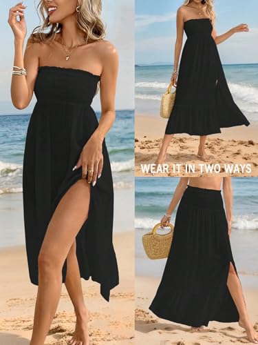 Image of ZAFUL Swimsuit Coverup for Women Slit to Thigh Beach Cover Ups Swim Bathing Suit Flowy Maxi Skirt