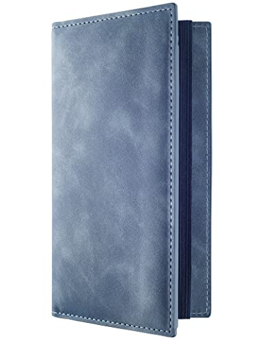 Image of Zreal Checkbook Cover for Men & Women Snakeskin Pattern, Jean Blue, 7.0 x 3.5 x 0.35 inches, Minimalist