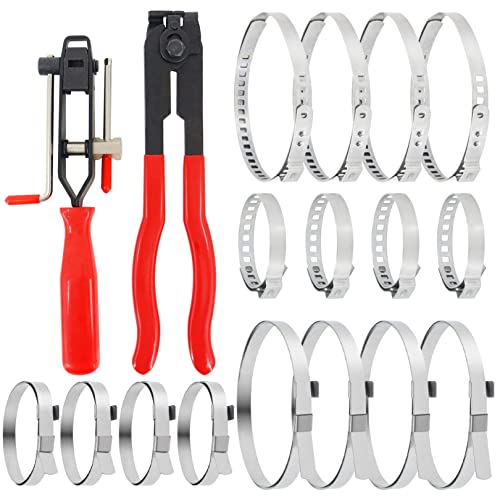 RealPlus 18Pcs CV Joint Boot Clamp Pliers with CV Boot Clamps Kit, Car Banding Tool Automotive Hose Axle Plier Clamp
