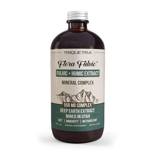 Flora Fulvic | Fulvic Acid + Humic Acid Complex 550 mg | Mined in Utah Prehistoric Deep Earth Extract | Immunity Gut Digestion Natural Trace Mineral Complex Fulvic Acid Supplement 8 fl oz.