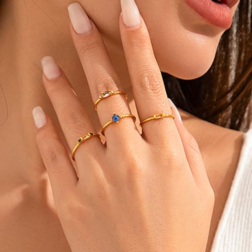 Fashion Gold Rings That Don't Tarnish Size 7 8 9 10 Dainty Gold Plated Ring Set Non Tarnish for Women Stackable Cubic Zirconia Rings Wedding2