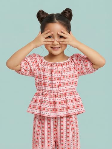 Image of Nautinati Girls Printed Top & Shorts Co-Ord Set | Age 2-10 Years