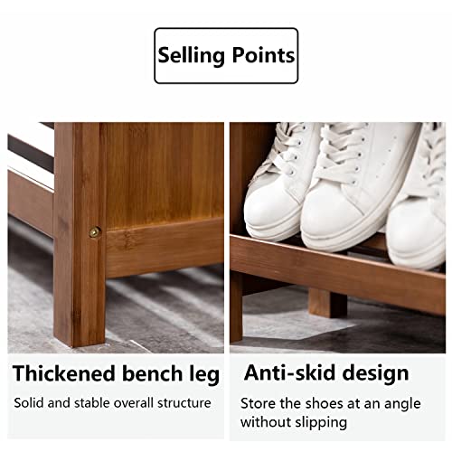 Sobibo Shoe Rack Bench, Narrow Bamboo Shoe Storage Organizer, Entryway Bench,For Entryway Bathroom Bedroom-35.4’’ #TOP4