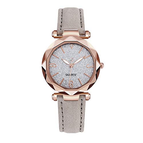 Women's Luxury Wrist Watch Dial Leather Strap Ladies Quartz Watch Stainless Steel Casual Bracele Watch (White)