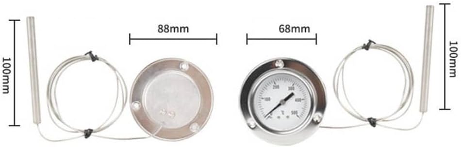 Industrial Grade Stainless Steel Temperature Gauge With Extended 1.5M Probe Line 0-600℃ Dial Thermometer For Oven Boiler Manufacturing Process