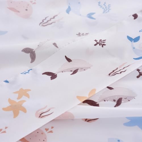 Image of Underwater World Sea Animal Full Sheet Set for Kids - Fish, Whale, Cute and Cozy Bedding - Girls Boys Children - Deep Pocket, Wrinkle Free Soft Bed Sheets - 4PC