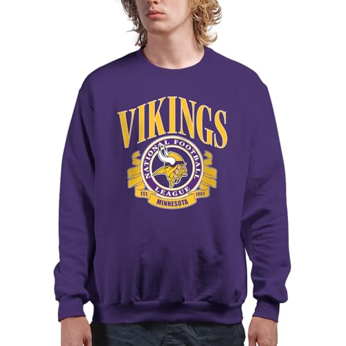 Junk Food Minnesota Vikings NFL Prep - Officially Licensed Adult Pullover Fleece Crew Neck for Men and Women Purple