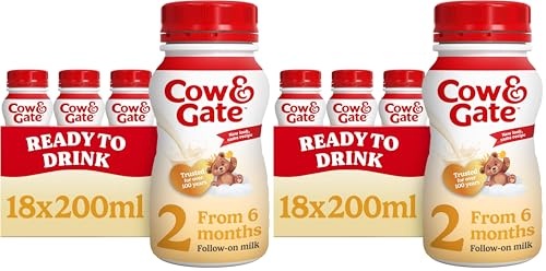 Image of Cow & Gate 2 Follow On Baby Milk Ready to Use Liquid Formula, 6-12 Months, 200 ml, (Pack of 36)