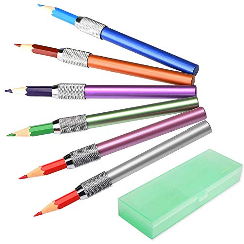 Pencil Lengthener Extender Holder With Pencil Case Box, Assorted Colors Lightweight Comfortable Hold By Amison, 6Pcs #TOP15