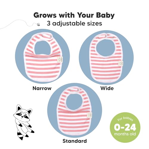 8-Pack Organic Baby Bibs for Boys, Girls - Soft Cotton Drooling and Teething Bibs for Baby Girl & Boy, Extra Absorbent, Easy to Clean & Put On for Toddler, Newborn, Infant 0-24 Months (Blush)