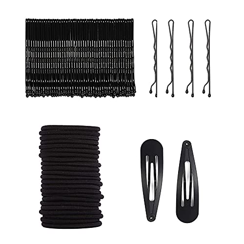Shidara Hair Accessories Combination contain Hair Bobby Pins 30Pcs Black Hair Ties and Hair Clips for Women Girls Kids | multi | 50 pieces Deal