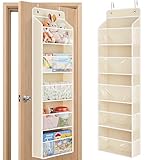 JARLINK Toy Stuffed Animal Storage, Over The Door Organizer W/Clear View Windows, 44lb Load, Baby Toy Storage Organizer for Nursery, Kid Bedroom, Newborn Baby Essentials (Beige)