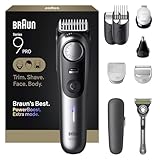 Braun Series 9 PRO All-in-One Beard & Body Grooming Kit for Men, Cordless Trimmer, Hair Clippers & Shaver for Face, Hair & Body with Gillette Labs Razor, AIO 9550