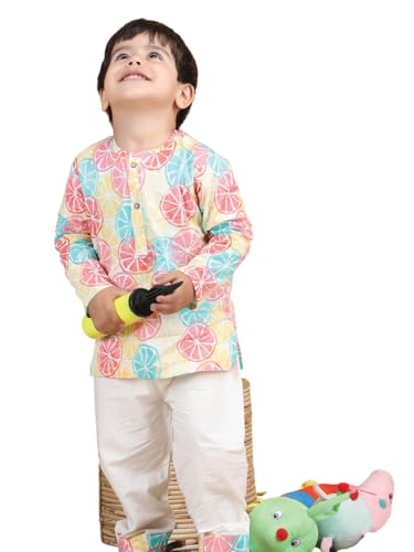 Image of POLKA TOTS 100% Cotton Traditional Nightwear Kurta Pyjama Set | Unisex Night Dress for Kids Girls & Boys | Summer Night Suits for Kids | Ethnic Indian Nightsuit | Cotton Night Suit Combo Set for Baby