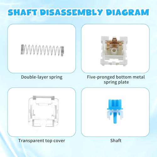 Image of Keyboard Switches, 50 Pcs 3 PIN Blue Keyboard Clicker Replacement Dustproof Mechanical Keyboards Switches for Most Gaming Keyboards