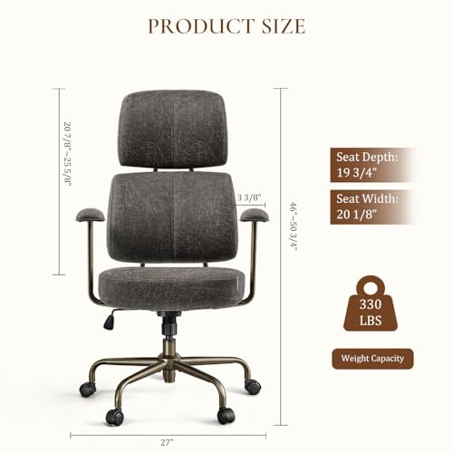 Image of EUREKA ERGONOMIC Home Office Desk Chairs, Ergonomic Computer Chair with High Back, Executive Office Chair with Lumbar Support, Spring Cushion Seat, Mid-Century Modern, Brown-Gray