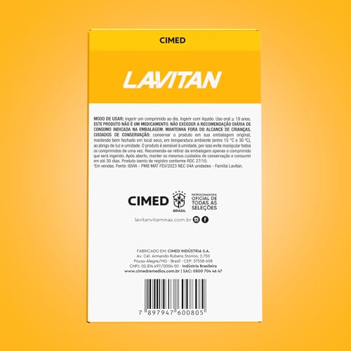 LAVITAN Zinco Quelato 29,59mg Com 30 Comprimidos Revestidos