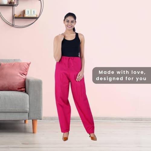Image of Happy Bunny Salwar Pant - Modern Style Pure Cotton for Women - Ethnic Semi Patiala Trouser - Office,Home - All Day Comfort Wear with Drawstring
