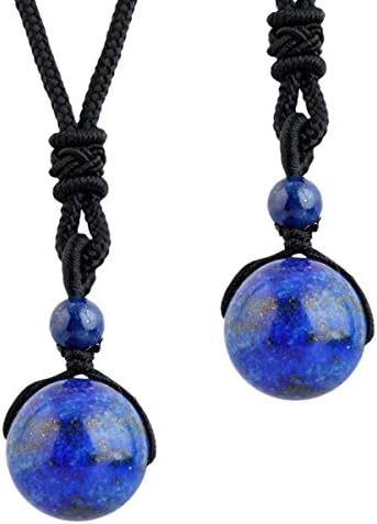 mookaitedecor Healing Crystal Round Stone Bead Pendant,Semi Precious Gemstone Necklace Adjustable for Men Women