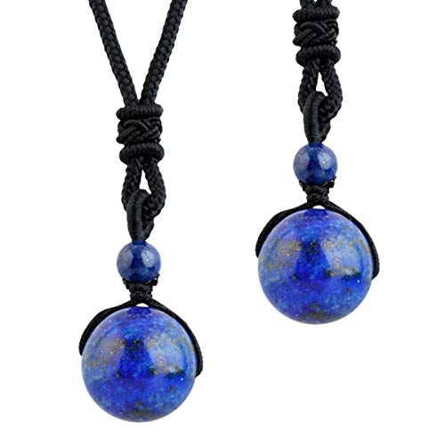 Image of mookaitedecor Healing Crystal Round Stone Bead Pendant Adjustable Necklace
