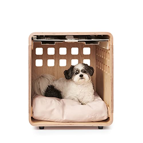 Fable Premium Wood Dog Crate - White Metal Door That Stows - Natural Den With Great Airflow - Seamless Design Doubles As Dog Crate End Table - Extra Small/Small #TOP5