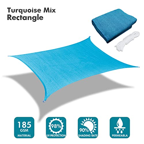 Image of KANAGAWA 21'X22' Sun Shade Sail Turquoise Mix Curved Rectangle Customizable