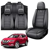 TCFunydor Leather Car Seat Cover Set for Nissan Rogue, Custom Fit, Waterproof an...