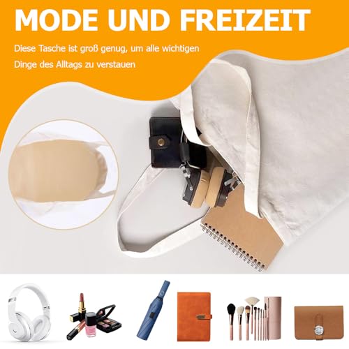Coztie Baumwolltasche, 2 Stück Groß Einkaufstasche 45 x 35 cm Baumwollbeutel Stoffbeutel, Jutebeutel, Stoffbeutel Unbedruckt für Wäsche Sport Shopping Wiederverwendbare Jutebeutel (2, Beige)
