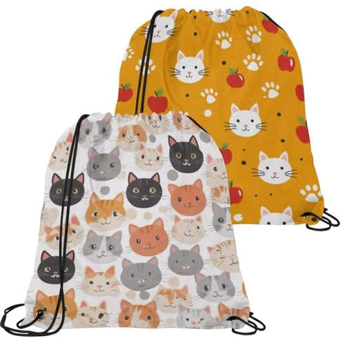 Sac à cordon motif chien imperméable pour sport et voyage (lot de 2)