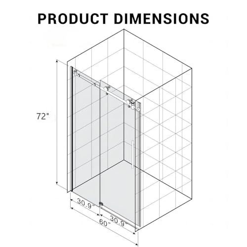 Image of Modern 60 inch w x 76 inch h (8Mm) Frameless Double Sliding Shower Door, Tempered Glass Shower Doors, Easy Installation for Walk-in Showers, Round Tube Nickel Brushed