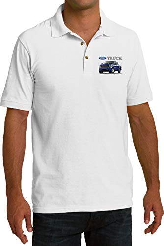 Ford F-150 Truck Pocket Print Pique Polo, White 2XL