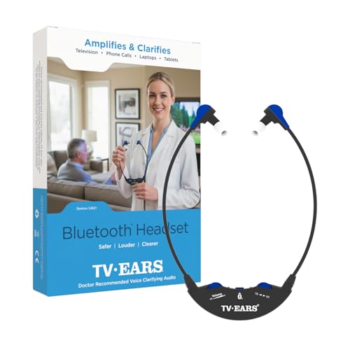 TV EARS Best Bluetooth Headphones for Seniors or Hard of Hearing. 120 dB Voice Clarifying Audio Pairs to Your Phone Tablet or Other Devices. Add the Link to Simplify Use with TV.