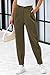 CFLONGE Women's Summer High Waisted Pants Casual Ankle Length Work Office Trouser Slacks with Pockets(Army Green,X-Large)