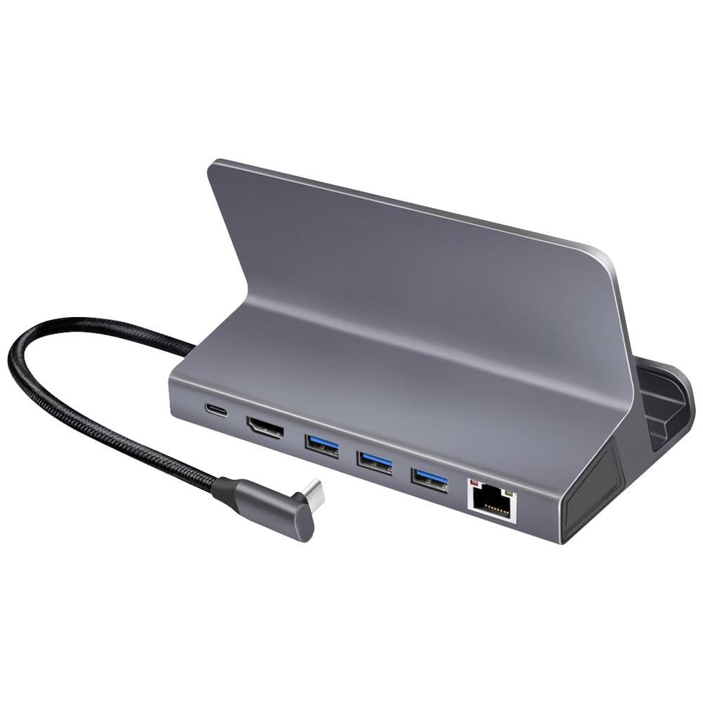 Docking station USB 3.2 Gen1 a 6 porte con USB PD (PowerDelivery 100W) in alluminio, supporto per tablet, smartphone e controller