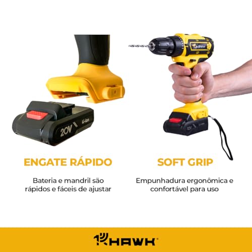 Parafusadeira E Furadeira 12v 3/8 Bivolt 1.3ah Hw1042 Hawk