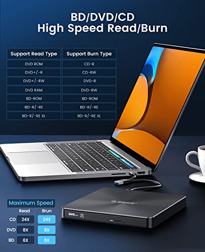 Orico External Bluray Dvd Drive Usb 3.0 And Type-C 100G Blu-Ray Burner Optical Drive 3D Ultra Slim Portable With M-Disc For Both Mac/Pc-Brgu3-02 #TOP3