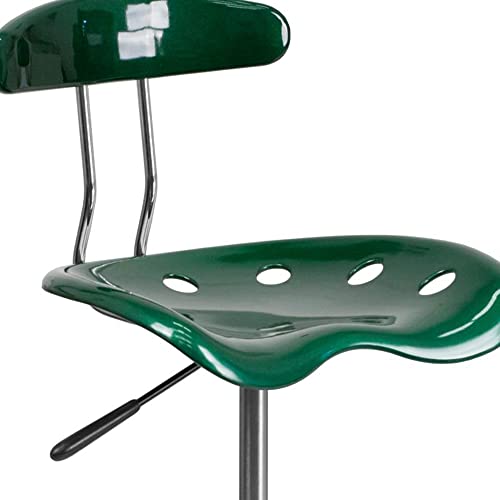 Offex Contemporary Sleek Chrome Drafting Stool With Tractor Seat - Vibrant Green #TOP5