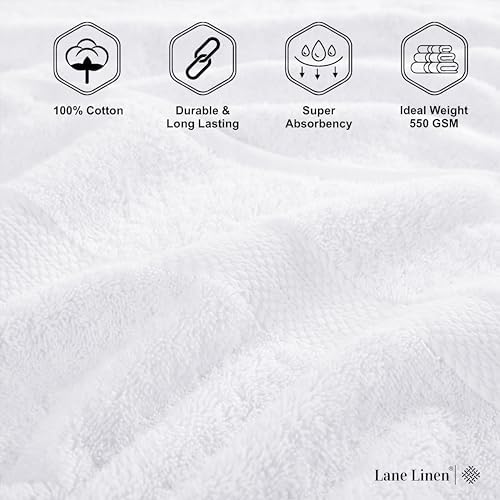 Lane Linen 100% Cotton 4 Pack Bath Sheets (35"x66") - Ring Spun, Extra Large Towel Sets - Quick Drying, Soft, Low lint & Highly Absorbent - Premium Quality Oversized Daily Use Bathroom Towels - White