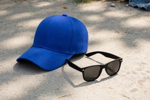 Image of Sunglass for Men Women Cap with Leather Patch, Casual Unisex Sports Hat, Adjustable Fit-Free Size-(Combo Sunglass Cap)